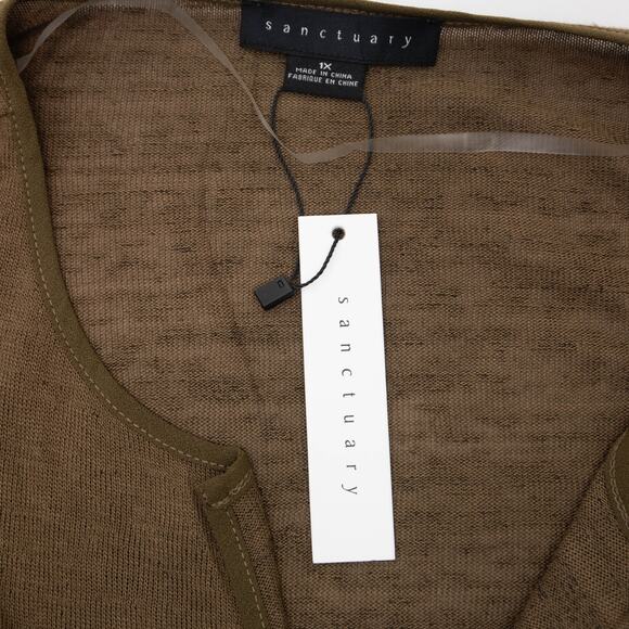 Sanctuary Olive Green Elina Long Sleeve Split-Neck Tee Size 1X - Picture 5 of 8